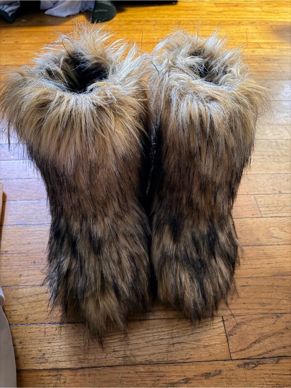 Faux Fur Tall Boots in Brown Multi